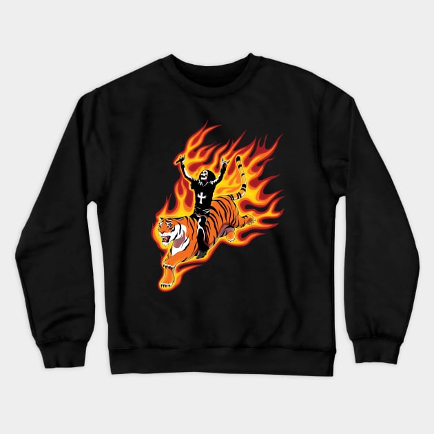 Ride the Tiger on Fire Crewneck Sweatshirt by TMBTM